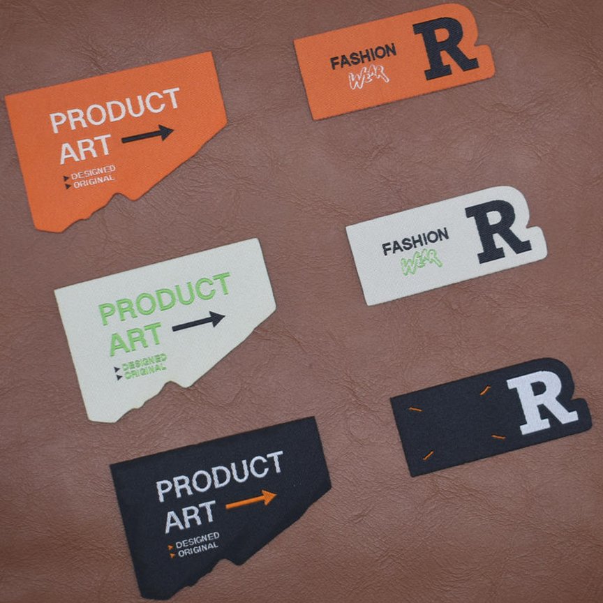 Detailed view of premium garment accessories featuring high-density woven labels produced by Mingliu factory.